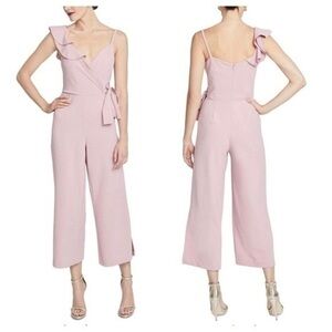 Rachel Roy Reed Mauve Pink Faux Wrap Ruffle Detail Crop Jumpsuit XXL AC21